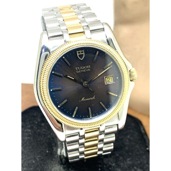 Tudor Mens Watch 15633 Monarch Vintage Swiss Brown Dial Two Tone Gold Steel 36mm - Picture 13 of 14